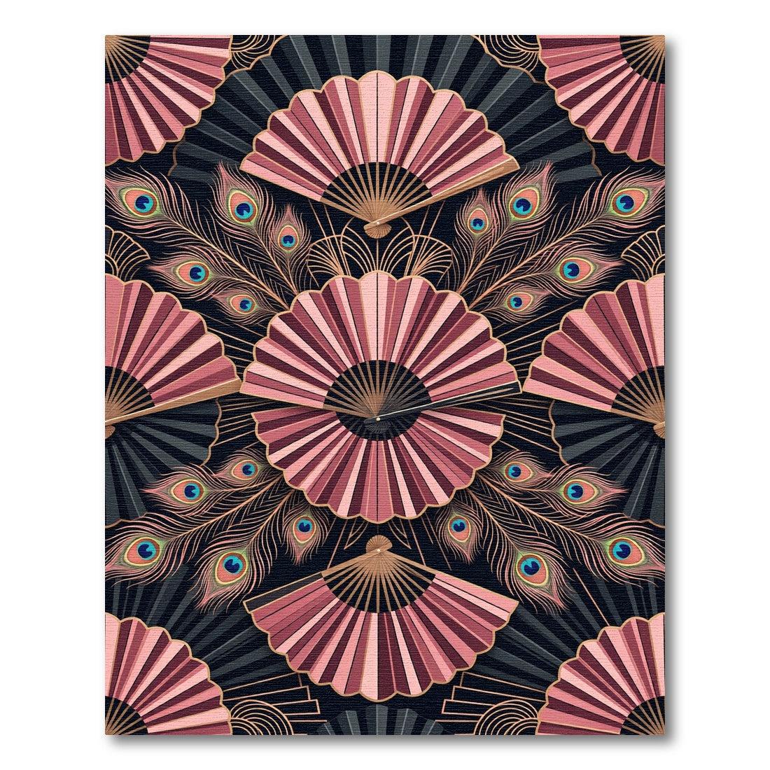Art Deco Peacock Fan Blush Rug