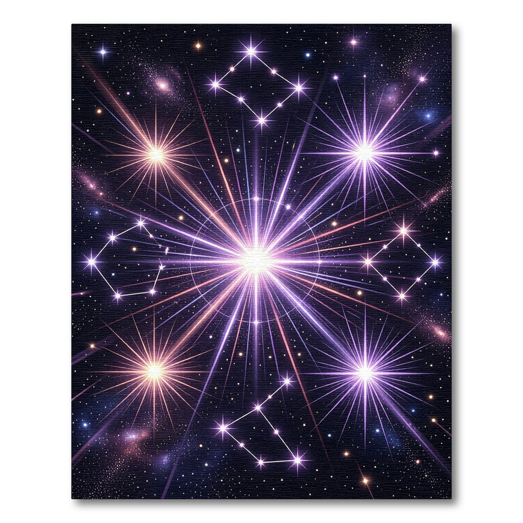 Cosmic Purple Starburst Constellation Rug