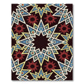 Intricate Red Blue Starburst Geometric Rug