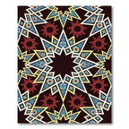 Intricate Red Blue Starburst Geometric Rug