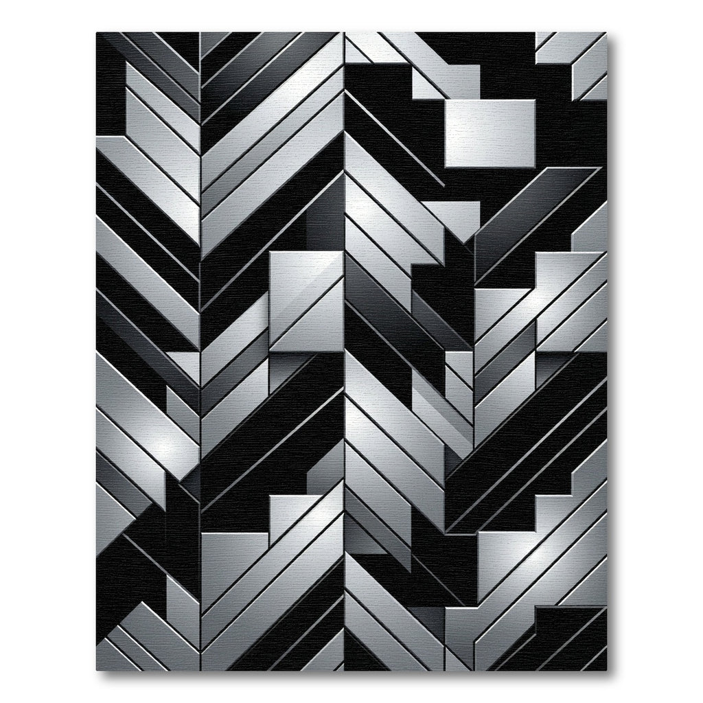 Metallic Silver Geometric Herringbone Rug