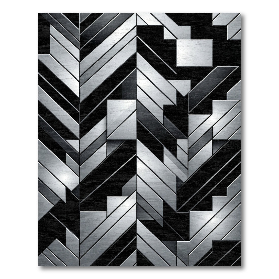 Metallic Silver Geometric Herringbone Rug