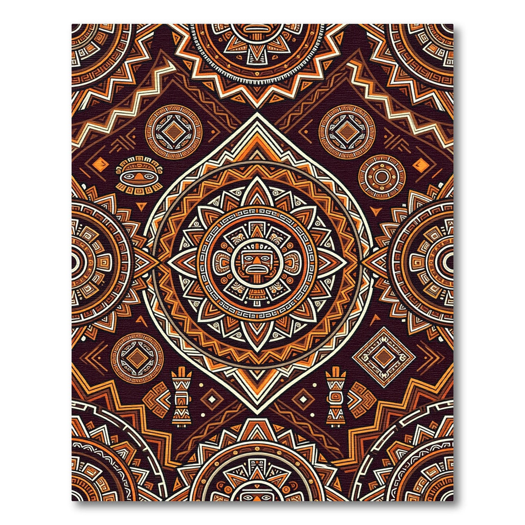 Tribal Sun Medallion Ochre Geometric Rug
