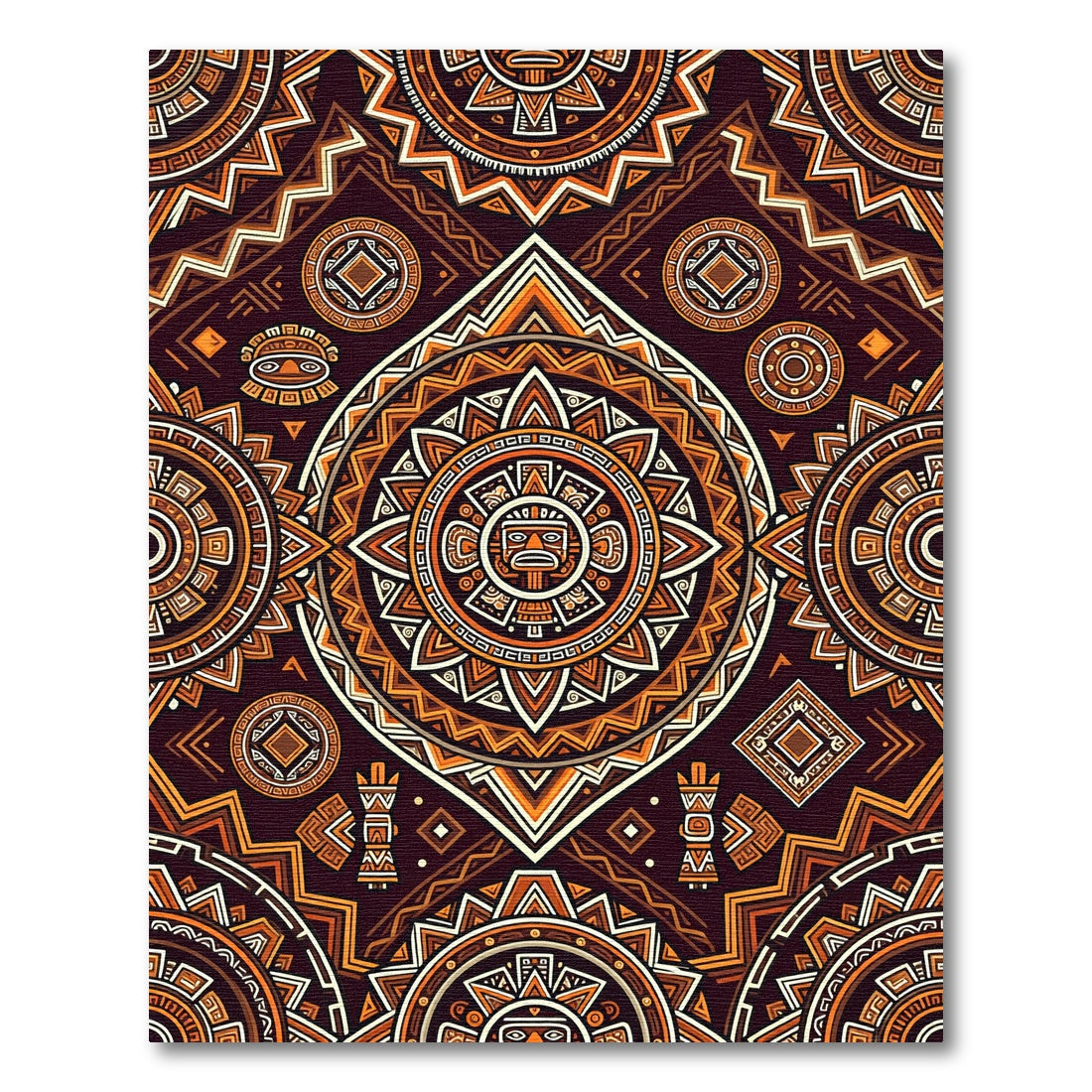 Tribal Sun Medallion Ochre Geometric Rug