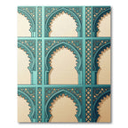 Teal Archway Geometric Lattice Grid Rug