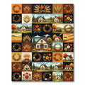 Rustic Autumn Farmhouse Wheat Floral Patchwork Rug