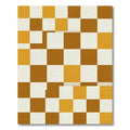 Modern Ochre and Amber Checkerboard Grid Rug