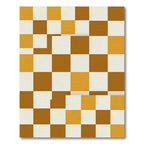Modern Ochre and Amber Checkerboard Grid Rug