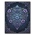 Royal Purple Floral Scrollwork Heart Rug