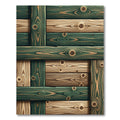 Rustic Green and Tan Wood Plank Rug