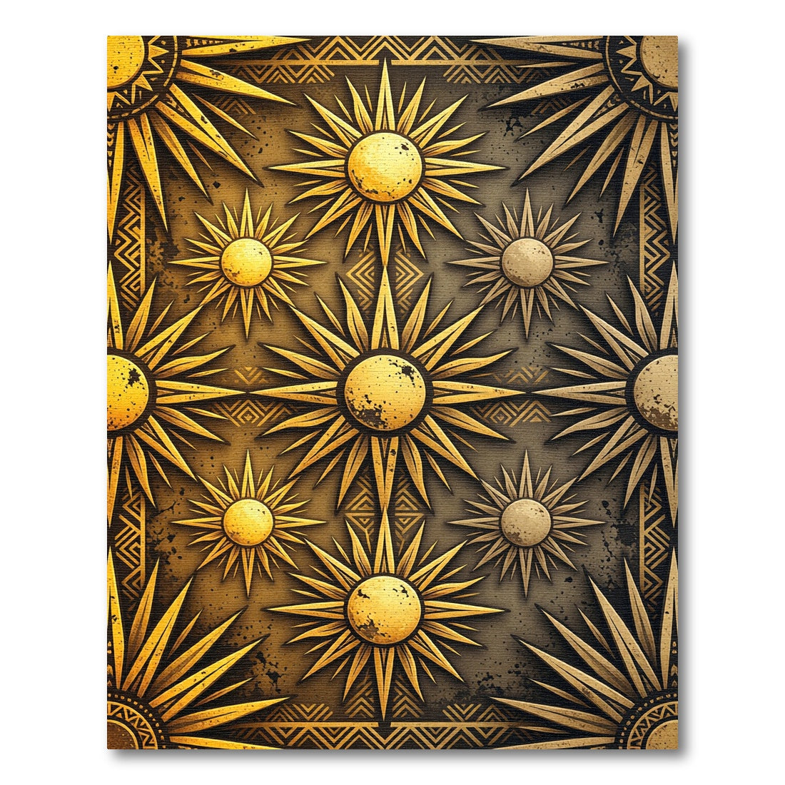 Golden Celestial Sunburst Geometric Area Rug