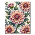 Soft Pink Dahlia Botanical Illustration Rug