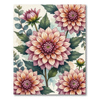Soft Pink Dahlia Botanical Illustration Rug