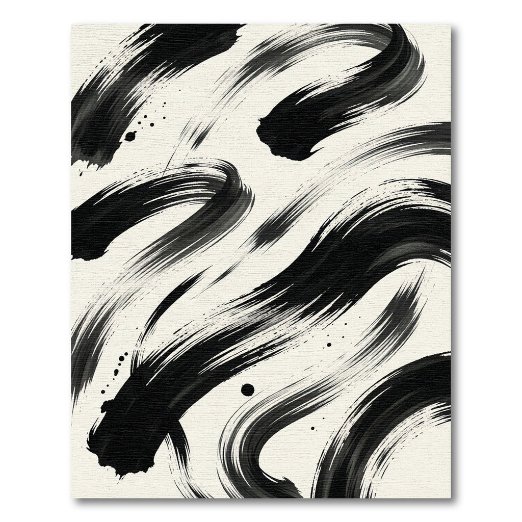 Minimalist Black Ink Swirl Statement Rug