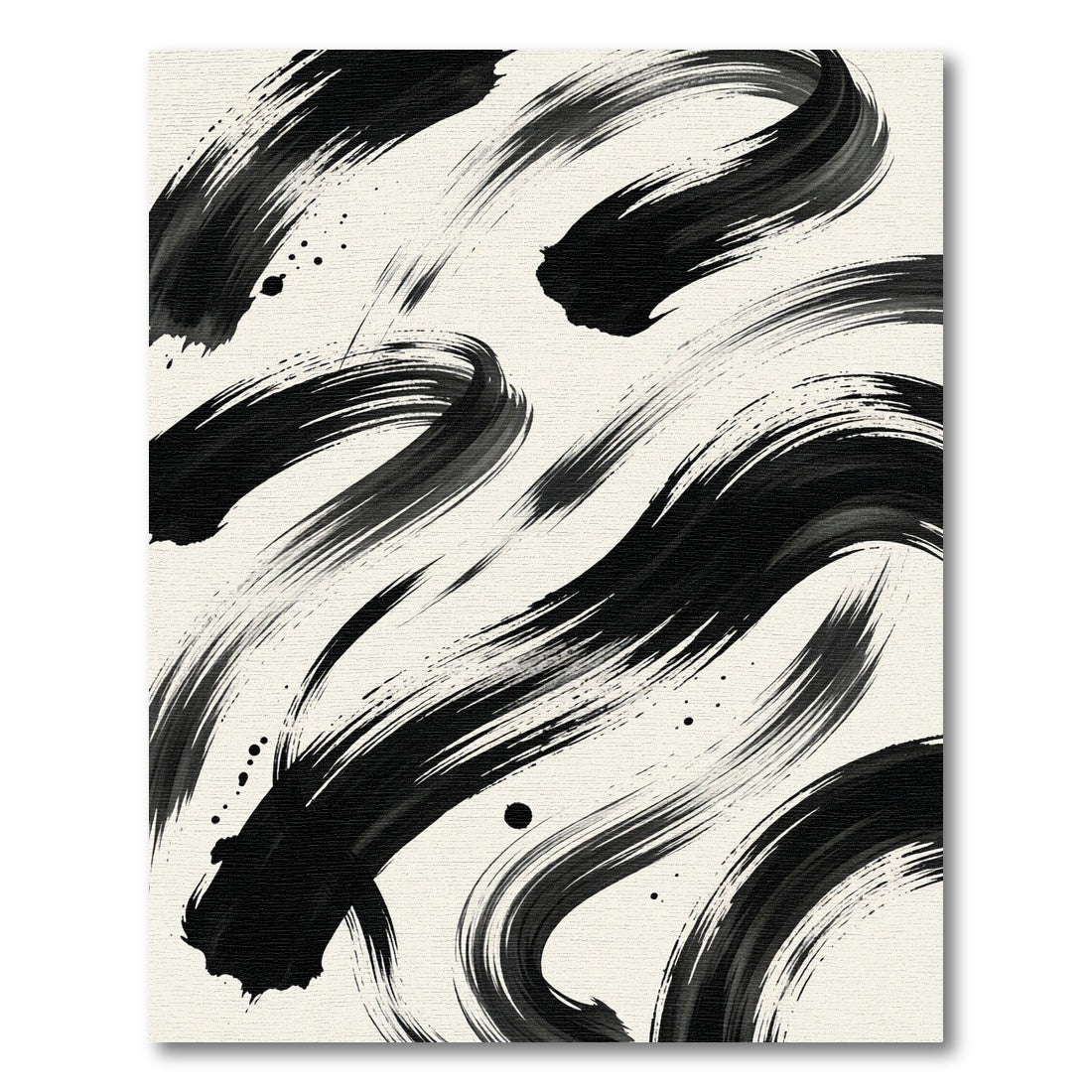 Minimalist Black Ink Swirl Statement Rug