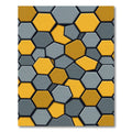 Golden Yellow Gray Hexagon Mosaic Rug