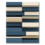 Navy Tan Contemporary Stacked Blocks Rug