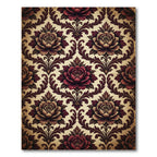Vintage Burgundy Floral Damask Rug
