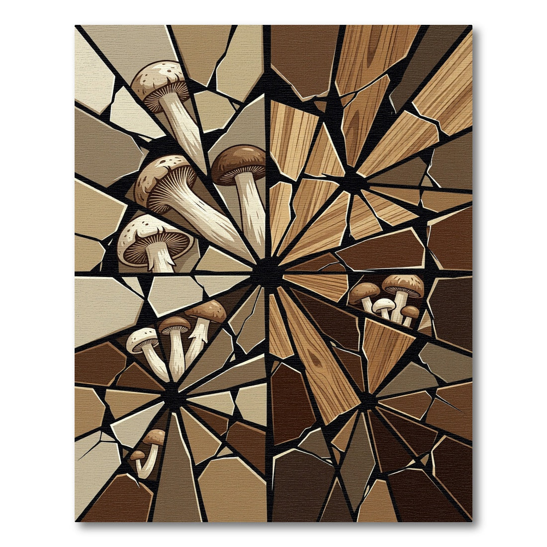 Brown Earthy Mushroom Mosaic Rug