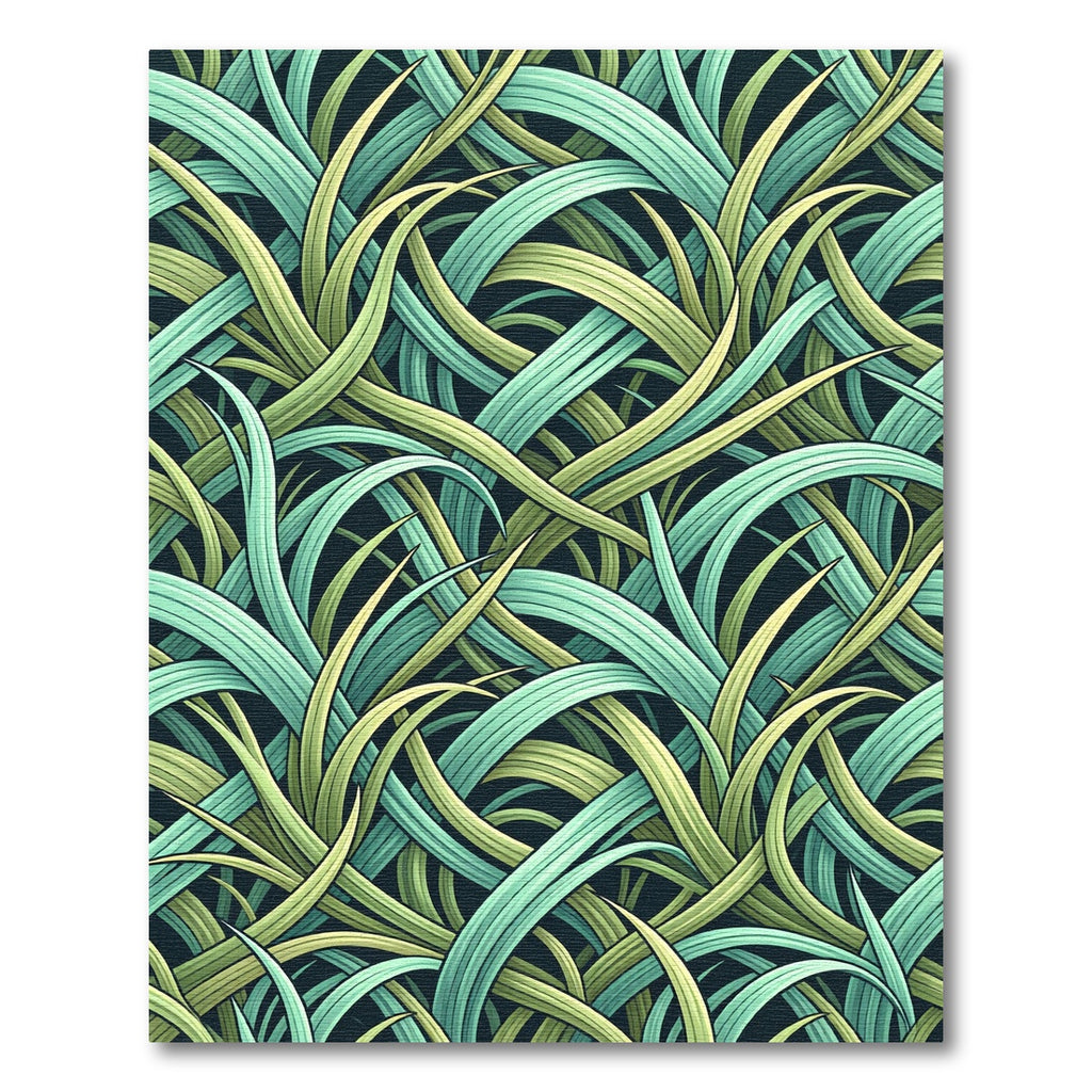 Green Teal Woven Grass Meadow Rug