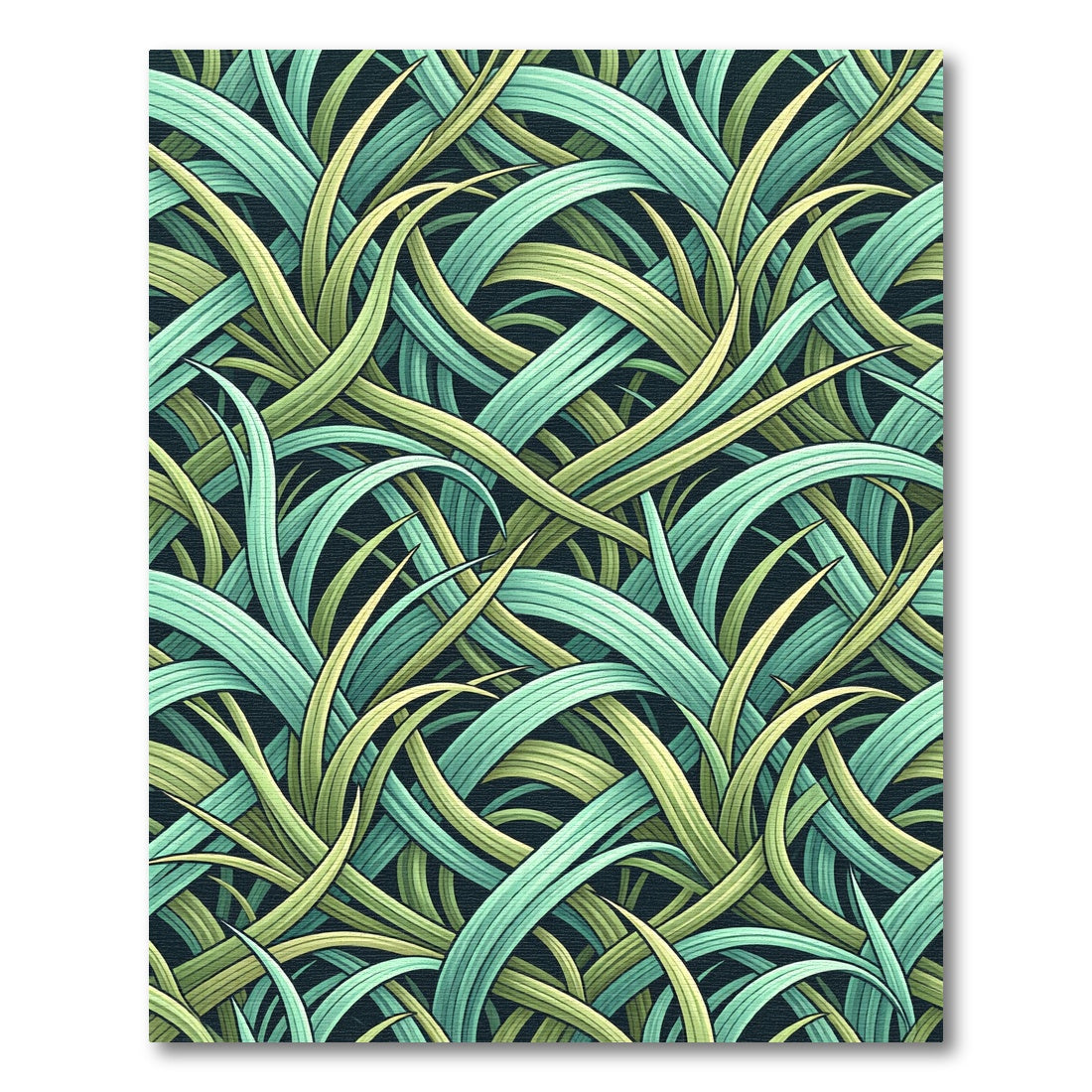 Green Teal Woven Grass Meadow Rug