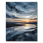 Dreamy Sunset River Watercolor Strokes Rug