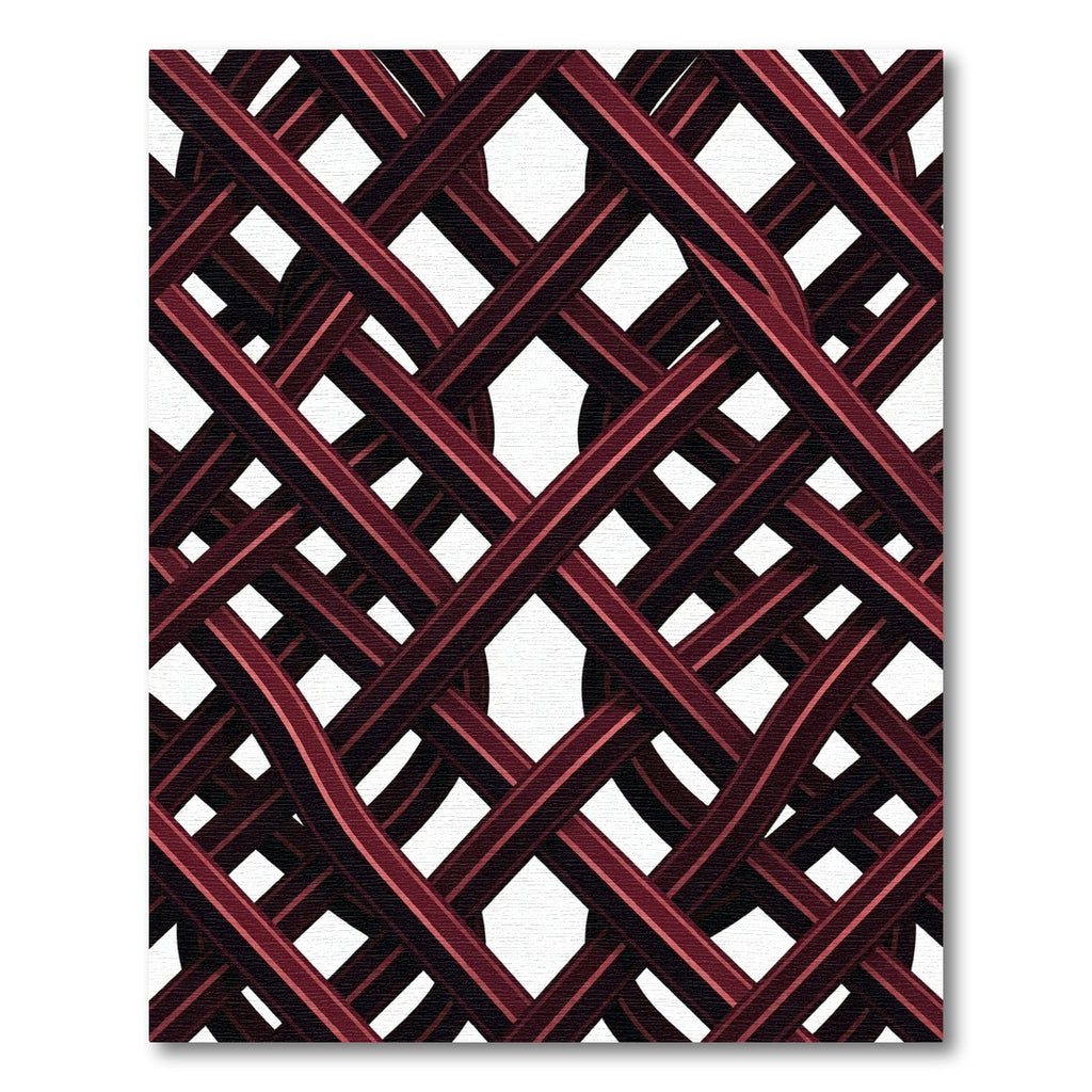 Deep Crimson Interlocking Lattice Weave Rug