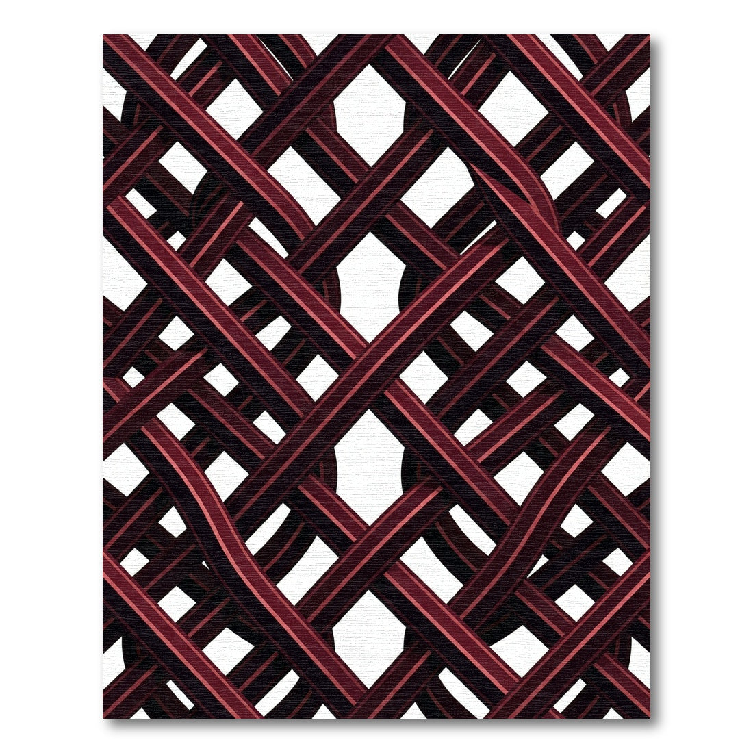 Deep Crimson Interlocking Lattice Weave Rug