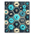 Geometric Hexagon Sports Teal Charcoal Rug