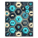 Geometric Hexagon Sports Teal Charcoal Rug