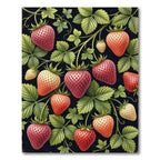 Vibrant Red Strawberry Botanical Art Rug