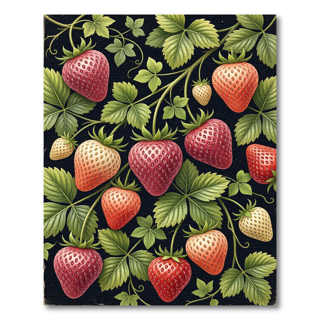 Vibrant Red Strawberry Botanical Art Rug