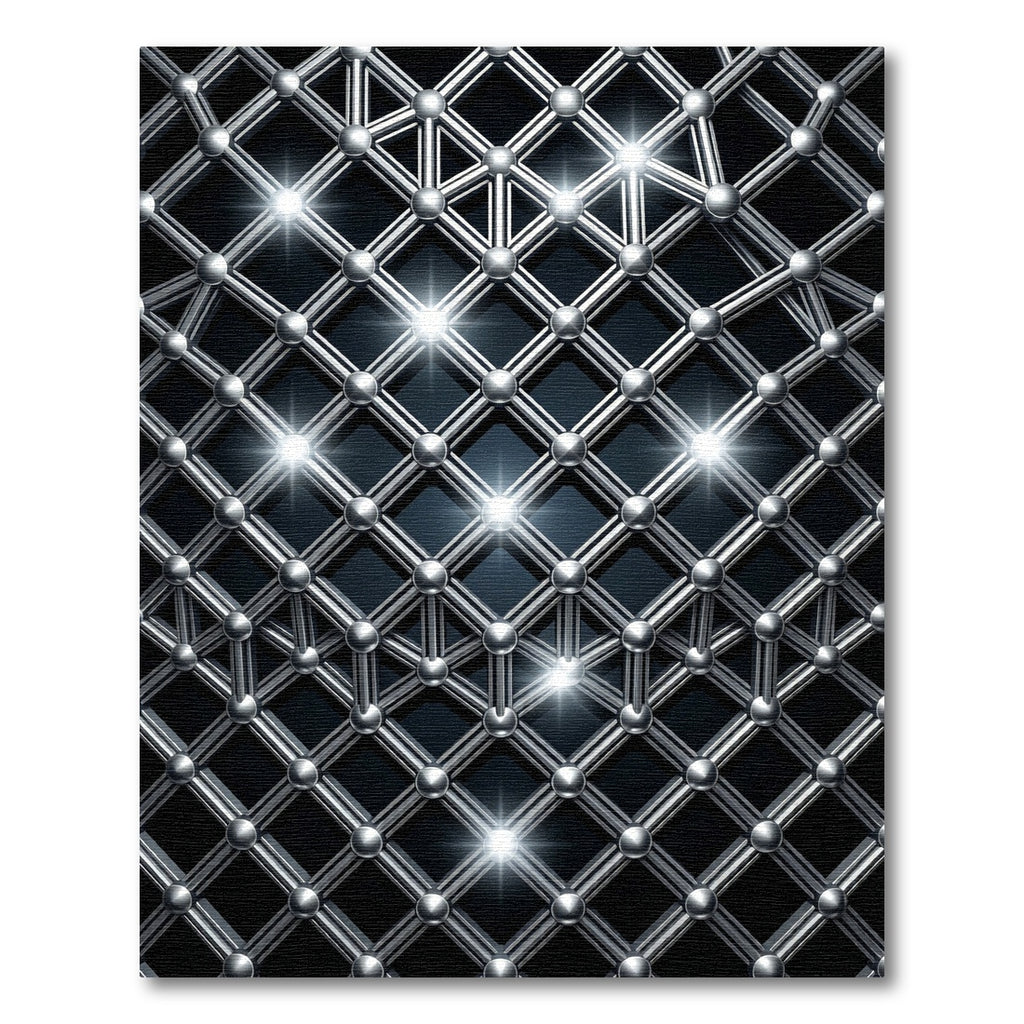 Metallic Silver Interlocking Grid Sculpture Rug