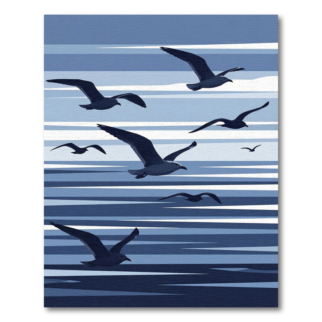Navy Blue Seagull Flock Flying Rug