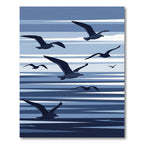 Navy Blue Seagull Flock Flying Rug