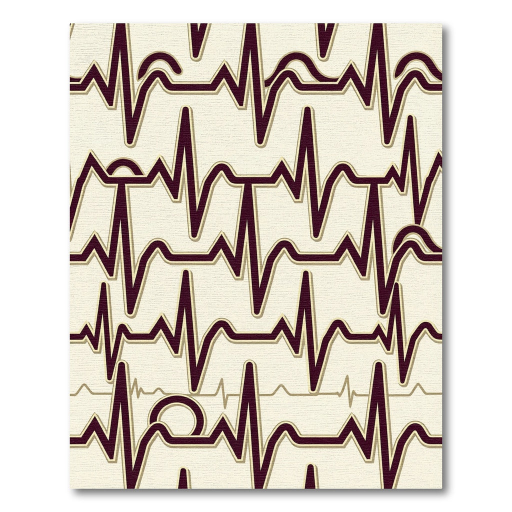 Modern Heartbeat EKG Cream Maroon Rug