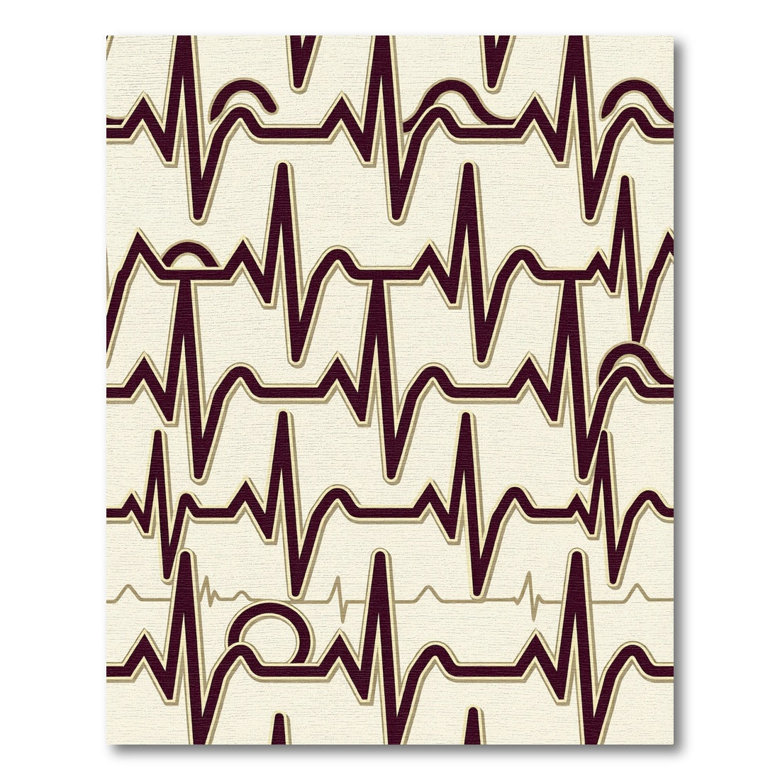 Modern Heartbeat EKG Cream Maroon Rug
