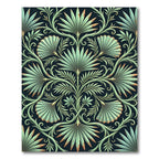 Sage Green Botanical Palm Frond Echo Rug