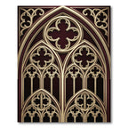 Gothic Burgundy and Gold Trefoil Arch Rug