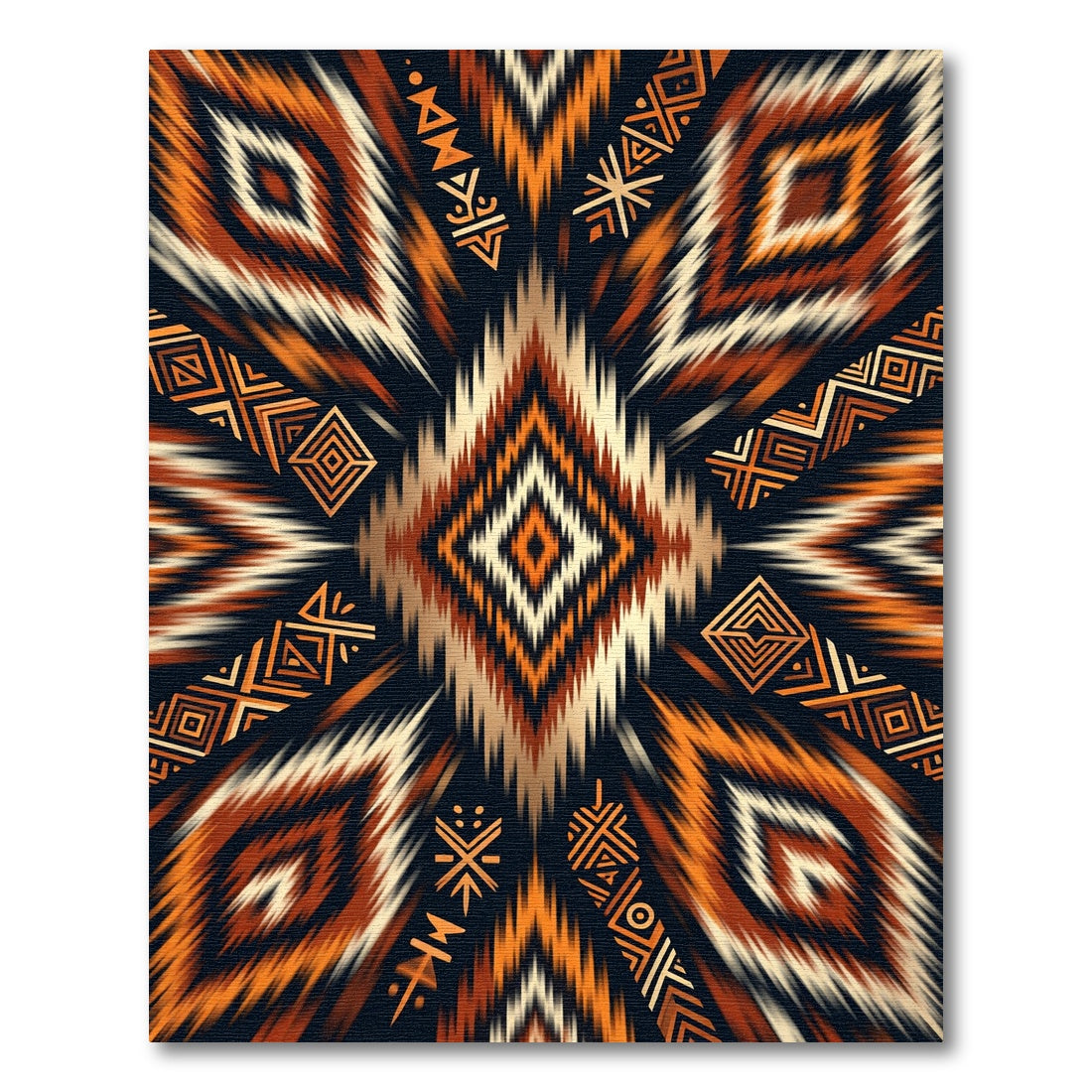 Earthy Ochre Geometric Tribal Diamond Rug