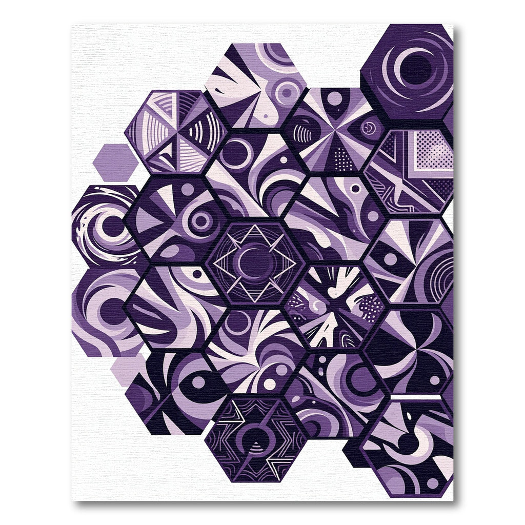 Purple Geometric Hexagonal Abstract Mosaic Rug