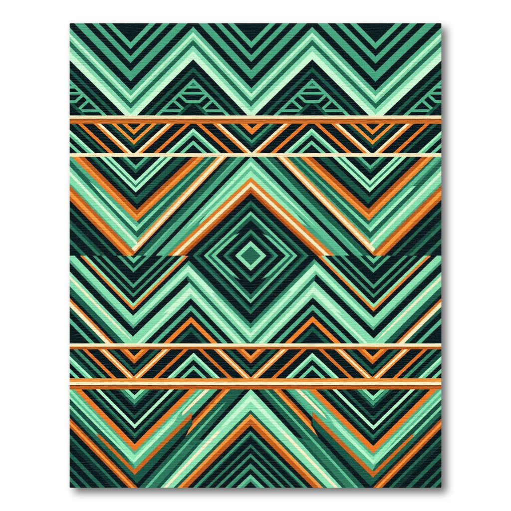 Teal and Orange Chevron Diamond Rug