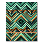 Teal and Orange Chevron Diamond Rug