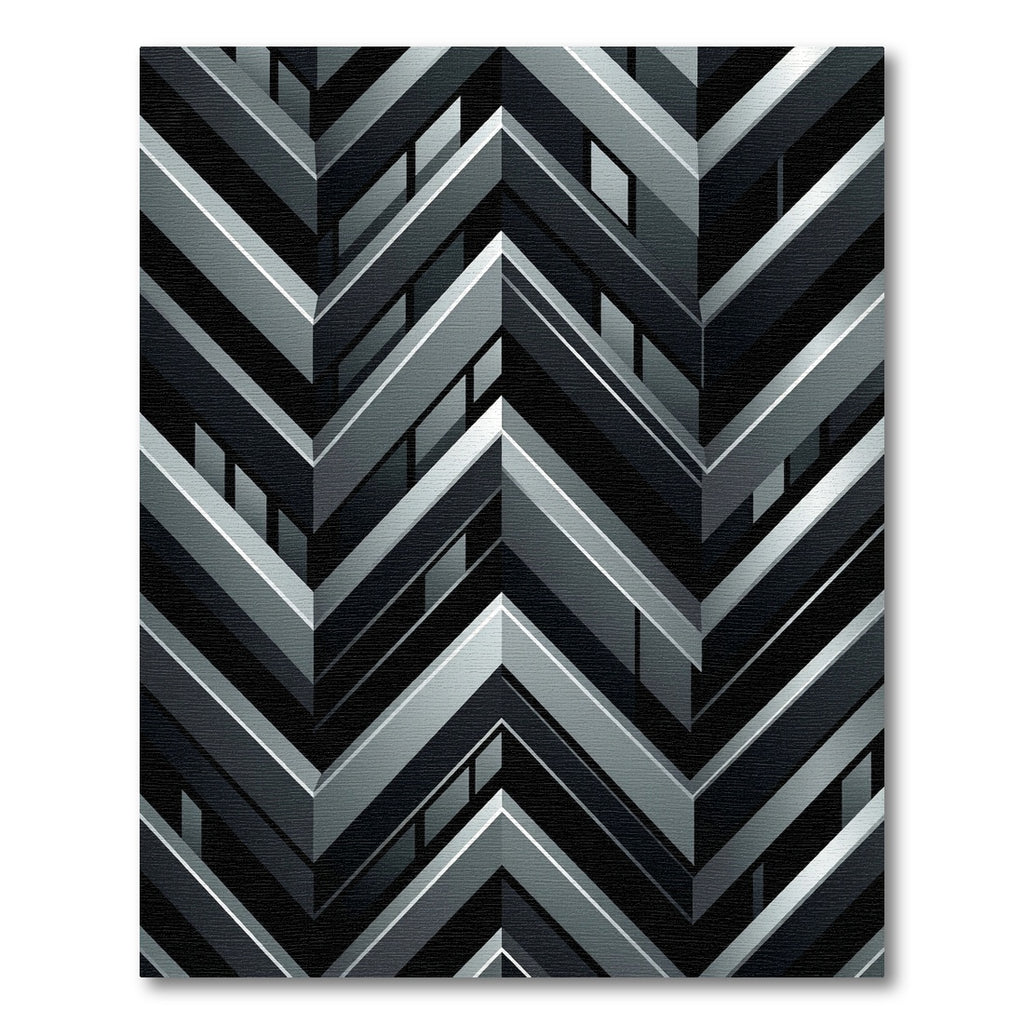 Monochromatic Geometric Chevron Weave Rug