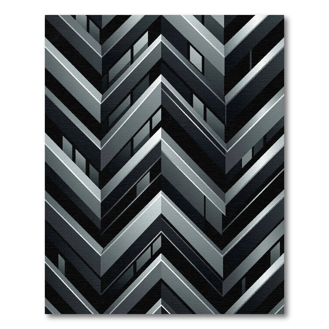 Monochromatic Geometric Chevron Weave Rug