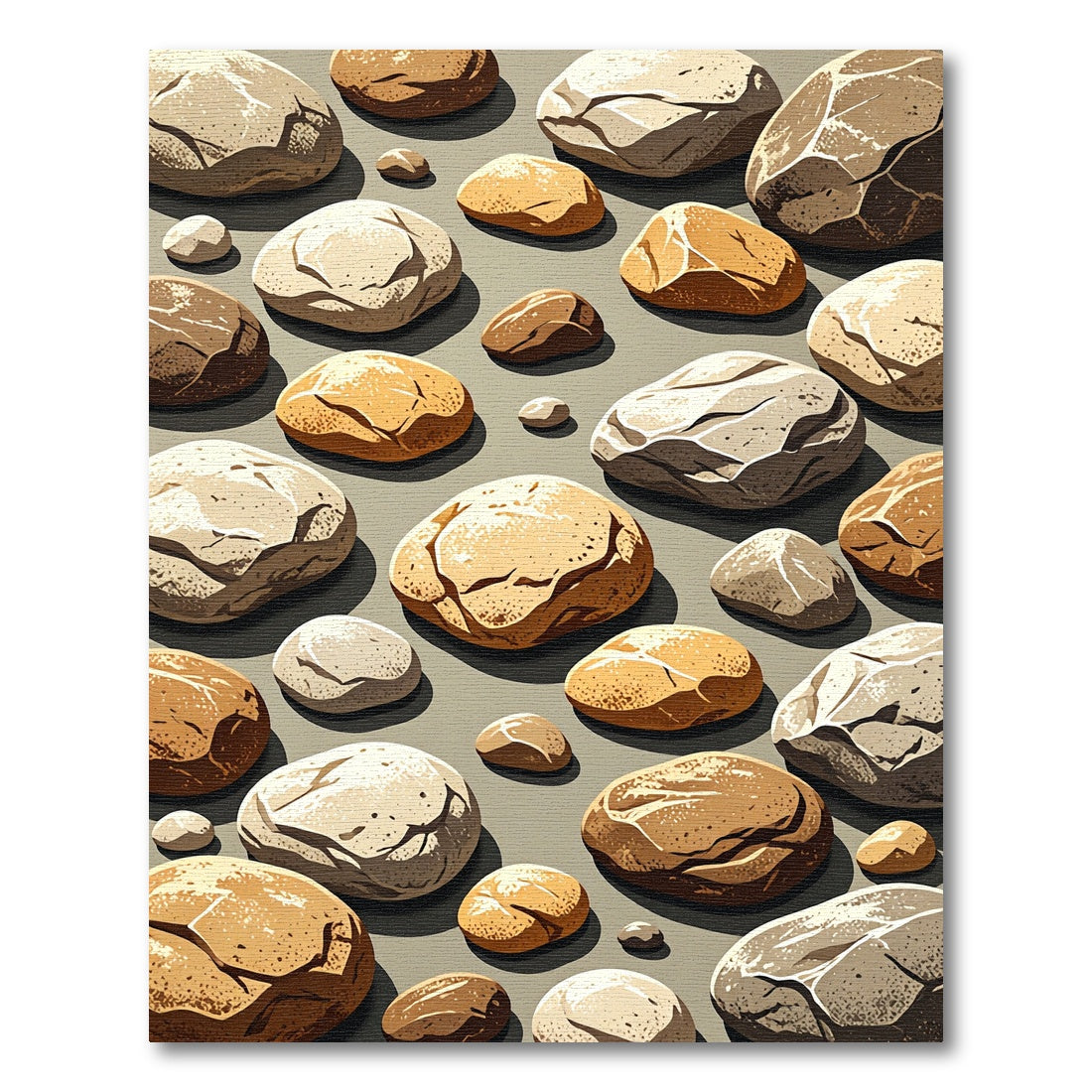 Neutral Earthy Tone Scattered Pebble Rug