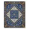 Royal Blue Paisley Floral Medallion Rug
