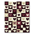 Warm Burgundy White Heart Grid Rug