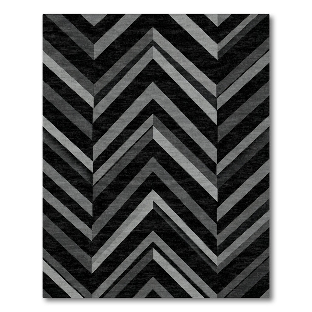 Modern Charcoal Geometric Chevron Stripe Rug
