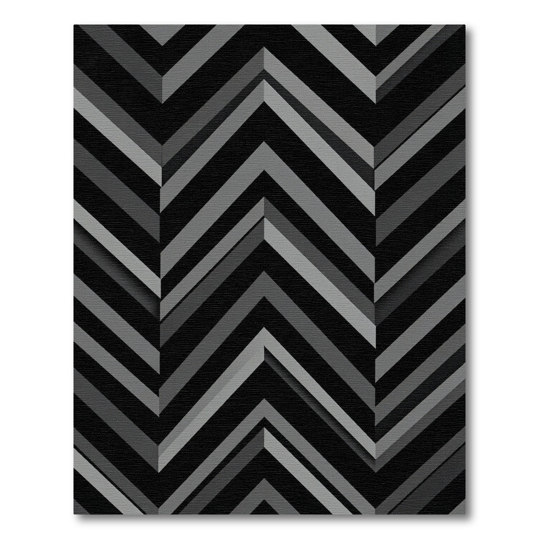Modern Charcoal Geometric Chevron Stripe Rug